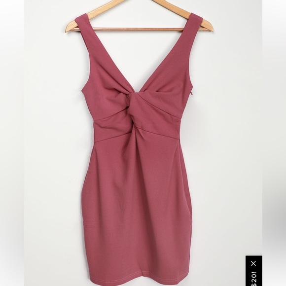 NWT lulus Must Be a Twist of Fate Rusty Rose Bodycon Mini Dress - Picture 4 of 6